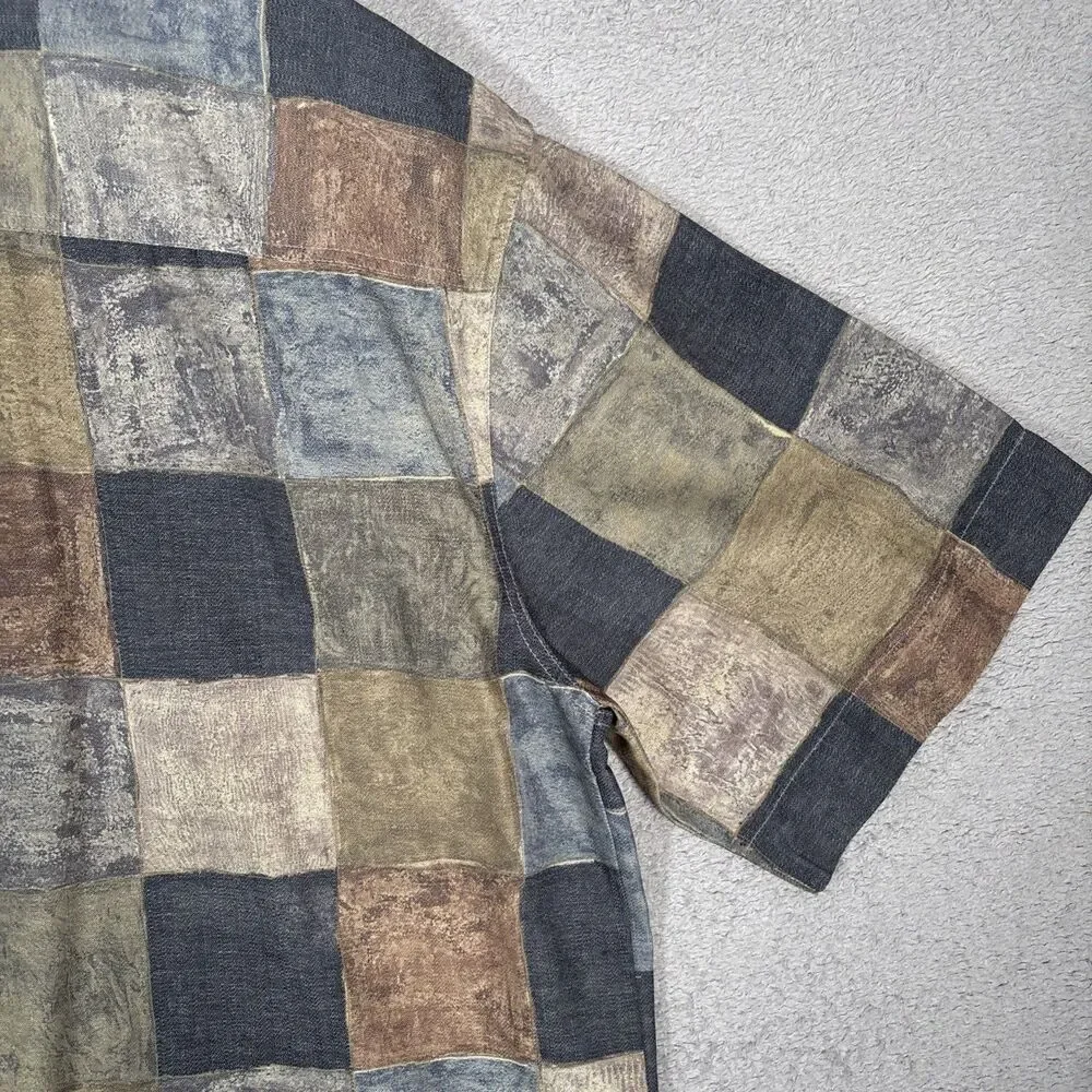 Georg Roth Of Germany Shirt Mens Size XL Plaid Abstract Water Colors Artsy Retro - Picture 14 of 15